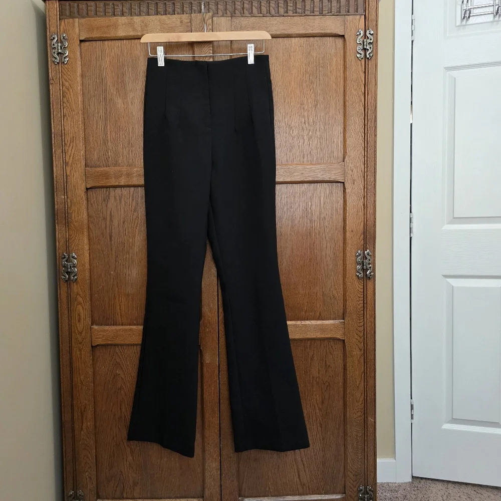 ZARA | Black Boot Cut High Waist Dress Pants - Women's Small - Picture 3 of 7